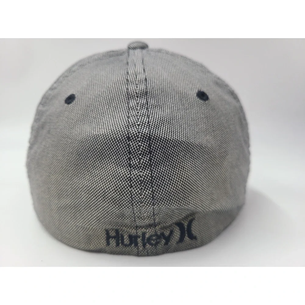 Hurley Flex Fitted (Seems M-L) Hat Cap Surf Skate Skateboard Logo Men Gray Black